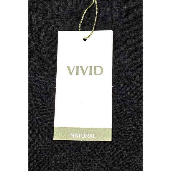 NWT VIVID Black Linen Maxi Dress Sleeveless Long Double Skirt Plus 3x Lagenlook - Picture 6 of 9